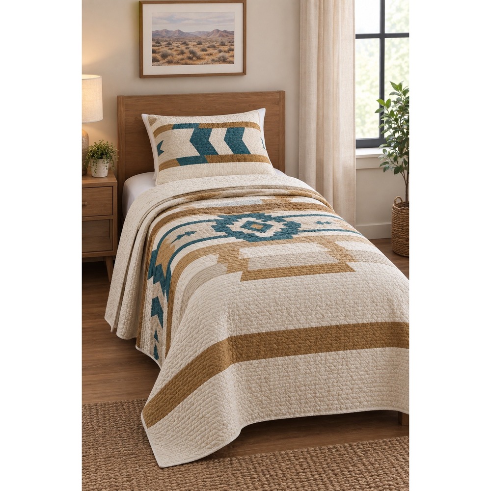 NEW Pendleton Trail Star Reversible Quilt & Sham Twin BIRCH MULTI